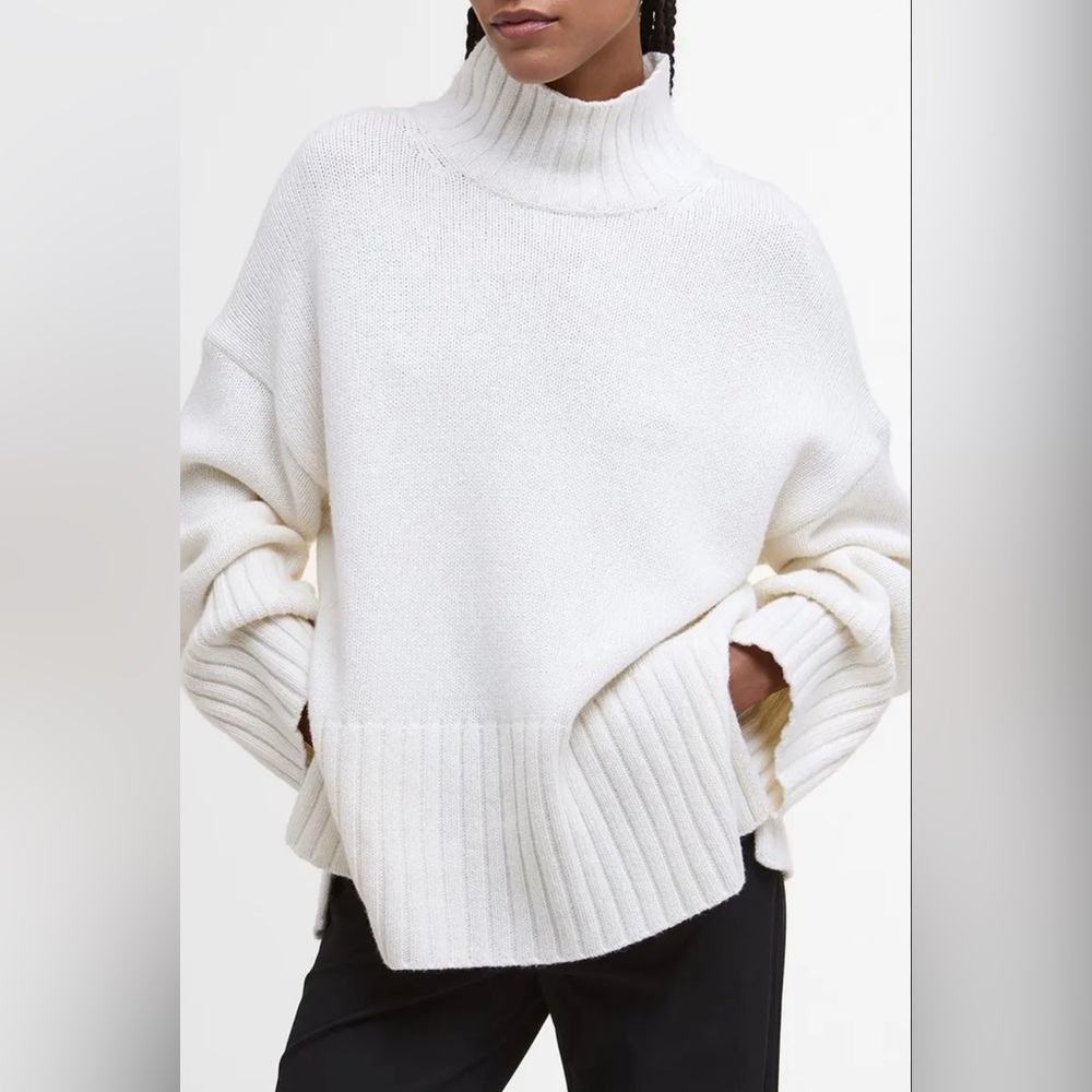 Barbour Serena Oversize Cotton & Wool Blend Mock Neck Sweater